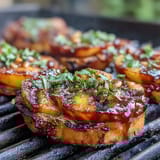 BBQ Peach Brie Flatbread Grill