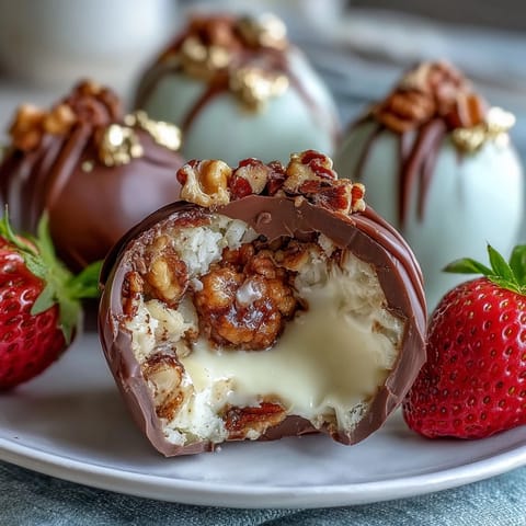 Dubai Chocolate Strawberry Easter Eggs with Crunch Filling, golden-topped and glossy, filled with crispy hazelnut-chocolate center