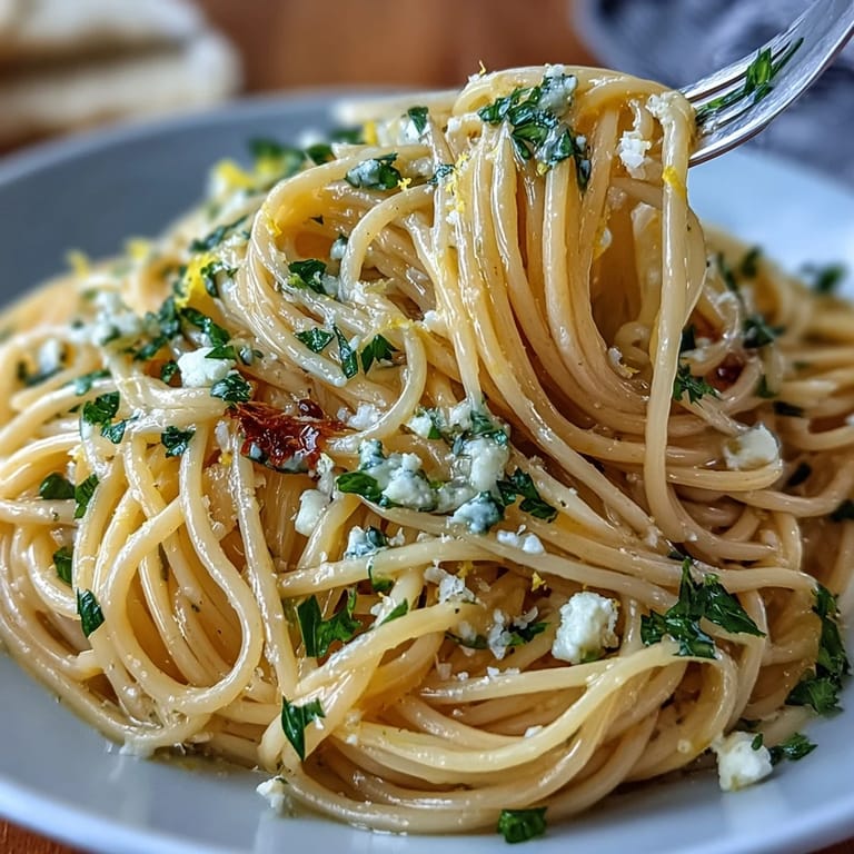 Easy lemon butter pasta features al dente noodles in a glossy citrus butter sauce, topped with Parmesan.