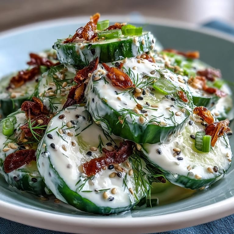 Vivid TikTok Cucumber Salad, showcasing cool cucumbers and loaded with everything bagel seasoning.