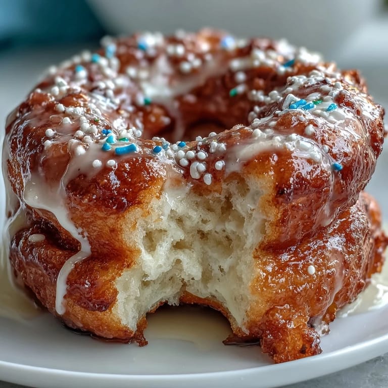 A colorful donut tower with sprinkles, perfect for a festive dessert table.