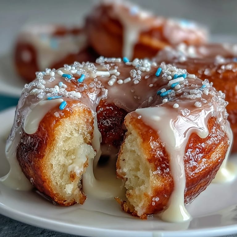 Stacked, iced donuts showered with sprinkles, an easy, eye-catching party dessert.