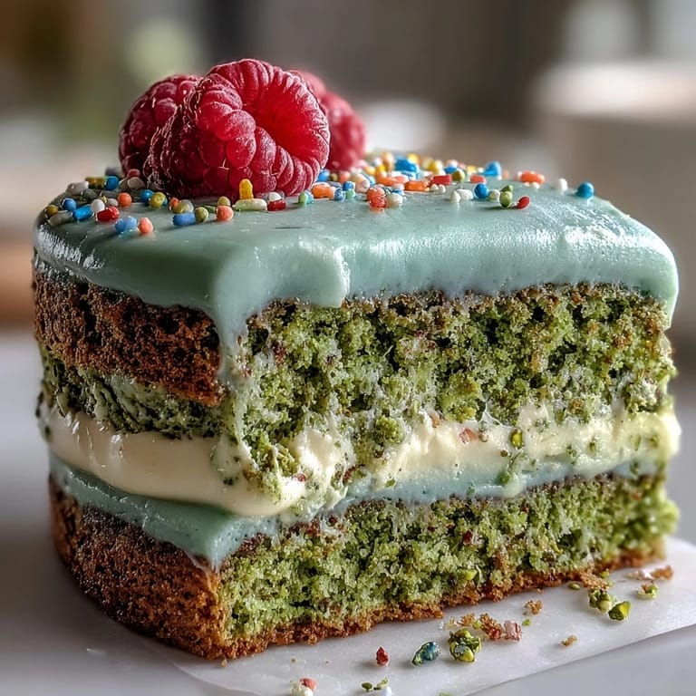 Fluffy brunch mini matcha birthday cake, a delightful treat topped with sprinkles.