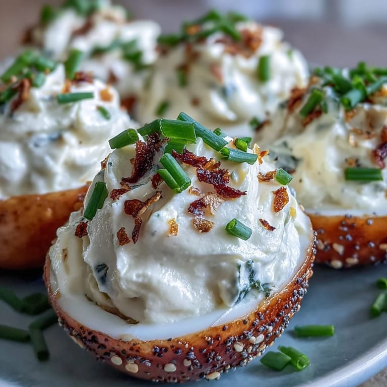 Golden everything bagel deviled eggs featuring a rich, irresistible yolk mixture.