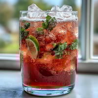 Vibrant watermelon lime sparkling punch in a clear pitcher with fresh mint and lime slices, perfect for spring parties and gatherings.